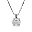 Chatelaine Pave Bezel Pendant Necklace with Hampton Blue Topaz and Diamonds, 9mm