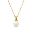 Petite Solari Pendant Necklace in 18K Yellow Gold with Pearl and Diamonds, 11.5mm