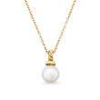 Petite Solari Pendant Necklace in 18K Yellow Gold with Pearl and Pave Diamonds