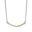 Crossover Bar Necklace in Sterling Silver with 18K Yellow Gold