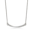 Crossover Bar Necklace in Sterling Silver with Pave Diamonds