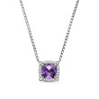 Petite Chatelaine® Pave Bezel Pendant Necklace in Sterling Silver with Amethyst and Diamonds