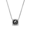 Petite Chatelaine® Pave Bezel Pendant Necklace in Sterling Silver with Black Onyx and Diamonds