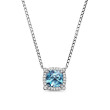 Petite Chatelaine® Pave Bezel Pendant Necklace in Sterling Silver with Blue Topaz and Diamonds