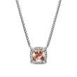 Petite Chatelaine® Pavé Bezel Pendant Necklace in Sterling Silver with Morganite and Diamonds, 7mm
