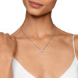 Petite Chatelaine® Pavé Bezel Pendant Necklace in Sterling Silver with Morganite and Diamonds, 7mm