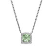 Petite Chatelaine® Pave Bezel Pendant Necklace in Sterling Silver with Prasiolite and Diamonds