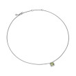 Petite Chatelaine® Pavé Bezel Pendant Necklace in Sterling Silver with Peridot and Diamonds, 7mm