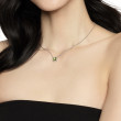 Petite Chatelaine® Pavé Bezel Pendant Necklace in Sterling Silver with Peridot and Diamonds, 7mm
