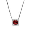 Petite Chatelaine® Pavé Bezel Pendant Necklace in Sterling Silver with Rhodolite Garnet and Diamonds, 7mm