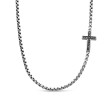Streamline® Cross Station Necklace in Sterling Silver with Black Diamonds, 3.6mm