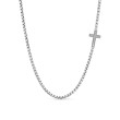 Cross Station Necklace in Sterling Silver with Diamonds, 5mm