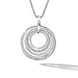 Stax Pendant Necklace in Sterling Silver with Pave Diamonds