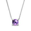 Petite Chatelaine® Pendant Necklace in Sterling Silver with Amethyst and Pave Diamonds
