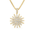 Starburst Pendant Necklace in 18K Yellow Gold with Diamonds, 20mm