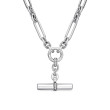 Lexington E/W Chain Necklace in Sterling Silver with Pave Diamonds