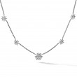 Starburst Station Chain Necklace in Sterling Silver with Diamonds, 9.5mm