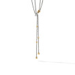 Petite Helena Y Necklace in Sterling Silver with 18K Yellow Gold and Pave Diamonds