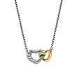 Cable Collectibles® Interlocking Heart Necklace in Sterling Silver with 18K Yellow Gold, 16.4mm