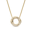 Petite Pavé Crossover Pendant Necklace in 18K Yellow Gold with Diamonds, 15.5mm