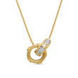 Modern Renaissance Double Pendant Necklace in 18K Yellow Gold with Full Pave Diamonds
