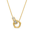 Modern Renaissance Double Pendant Necklace in 18K Yellow Gold with Full Pave Diamonds