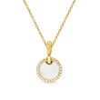 Petite DY Elements® Pendant Necklace in 18K Yellow Gold with Mother of Pearl and Diamonds, 17.8mm