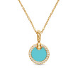 Petite DY Elements® Pendant Necklace in 18K Yellow Gold with Turquoise and Diamonds, 17.8mm