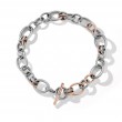 DY Mercer™ Melange Chain Necklace in Sterling Silver with 18K Rose Gold and Diamonds, 25mm