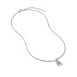Pavé Initial Pendant Necklace in Sterling Silver with Diamond B
