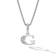 Pavé Initial Pendant Necklace in Sterling Silver with Diamond G