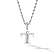 Pavé Initial Pendant Necklace in Sterling Silver with Diamond T