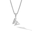 Pavé Initial Pendant Necklace in Sterling Silver with Diamond W