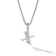 Pavé Initial Pendant Necklace in Sterling Silver with Diamond X