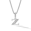Pavé Initial Pendant Necklace in Sterling Silver with Diamond Z