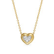 Puffy Heart Pendant Necklace in 18K Yellow Gold with Diamonds, 7.8mm