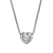 Puffy Heart Pendant Necklace in Sterling Silver with Diamonds, 7.8mm