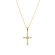 Petite Modern Renaissance Cross Pendant Necklace in 18K Yellow Gold with Diamonds, 22.1mm