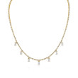 18K Yellow Gold Necklace with Emerald Cut Diamond Charms