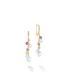 18K Yellow Gold Gemstone Earrings with Freshwater Pearls & Diamond Accent