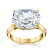 East West Diamond Ring with Cushion Cut Center and Hidden Halo