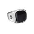 Exotic Stone Signet Ring in Sterling Silver with Black Onyx, 19mm