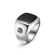 Exotic Stone Signet Ring in Sterling Silver with Black Onyx, 19mm