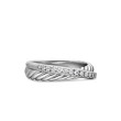 Crossover Band Ring in Sterling Silver with Diamonds, 5.3mm
