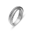 Crossover Band Ring in Sterling Silver with Diamonds, 5.3mm