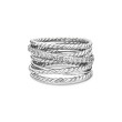 Crossover Ring in Sterling Silver with Pave Diamonds
