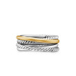 Crossover Band Ring in Sterling Silver with 18K Yellow Gold
