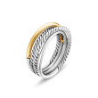 Crossover Band Ring in Sterling Silver with 18K Yellow Gold
