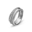 Crossover Band Ring in Sterling Silver with Pave Diamonds