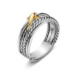 X Crossover Band Ring in Sterling Silver with 18K Yellow Gold